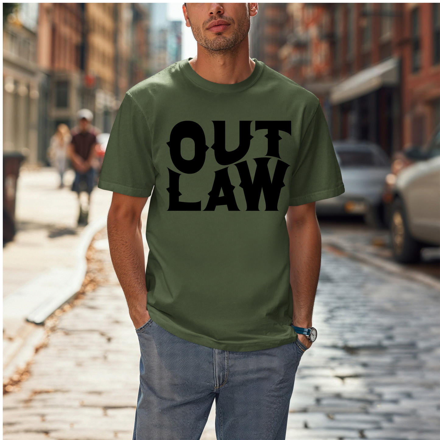 Outlaw Black Print Tshirt